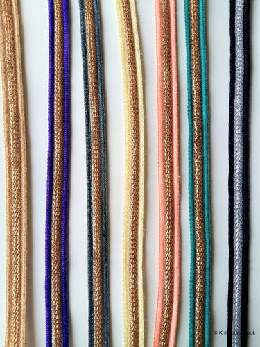 Beige And Gold Thread Lace Trim, Approx. 14mm wide - 200317L230